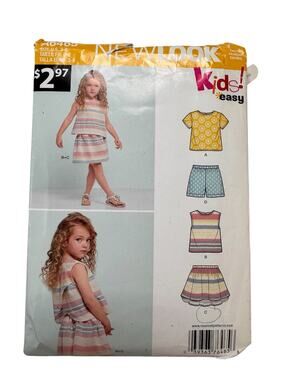 NEW LOOK Kids Skirt Short Outfit Pattern A6465 Size 3-7 US Cut & Uncut